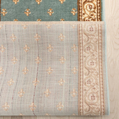 Custom Size Hallway & Stair Runner Fleur de Lis Traditional Light Blue  27 Inch Wide x Choose Your Custom Length Runner Rug Well Woven