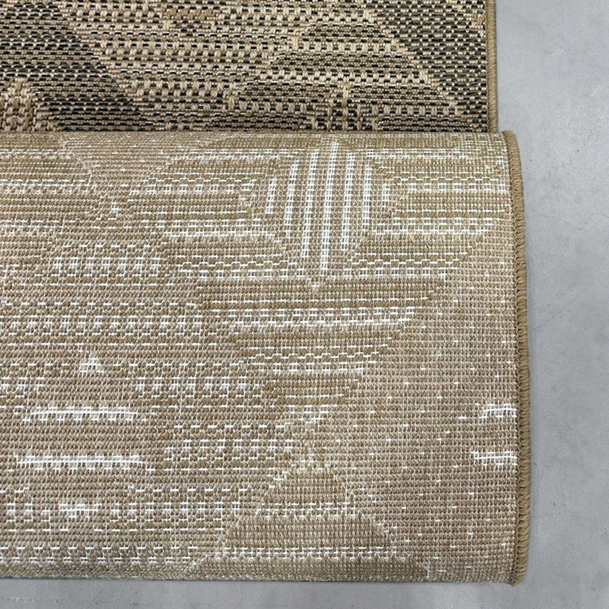 Heritage Diamond Pattern Indoor Outdoor Natural Brown Textured Rug AL-272 - Well Woven - Jute backing
