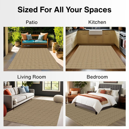 Alto Textures Custom Outdoor/Indoor Flat-Pile Rug - Personalized Sizes, Easy Maintenance - Well Woven - Natural rug inside and outside