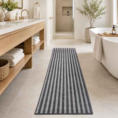 Essential Lane Flint rubber-backed runner rug in an everyday room setting