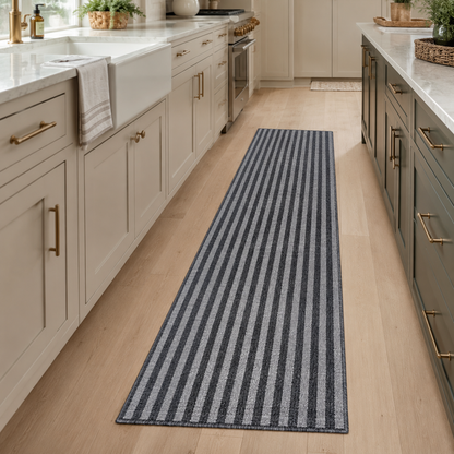 Essential Lane Flint runner rug styled in a kitchen
