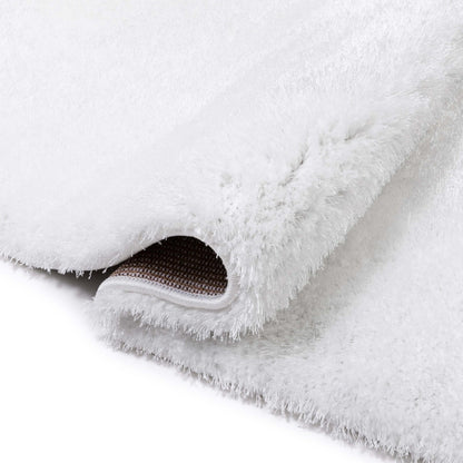Feather Liza Made-to-Measure Soft-Luster Shag Rug — Powder White — Feather Collection Liza  White Shag Rug –   Sparkly, Plush, Minimalist Glam - Well Woven - thick pile white rug
