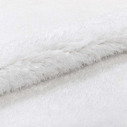 Feather Liza Made-to-Measure Soft-Luster Shag Rug — Powder White — Feather Collection Liza  White Shag Rug –   Sparkly, Plush, Minimalist Glam - Well Woven - white rug texture