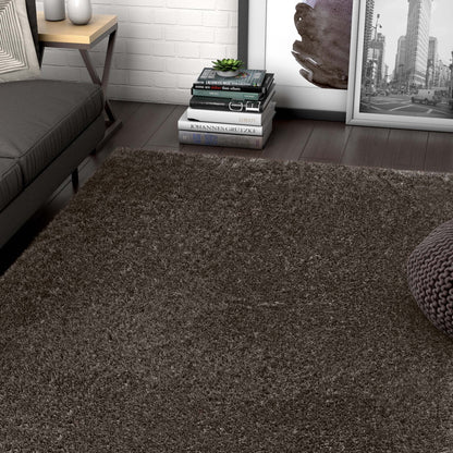 Feather Collection Liza Black Shag Rug –   Sparkly, Plush, Minimalist Glam - Well Woven - black shag rug in an urban apartment
