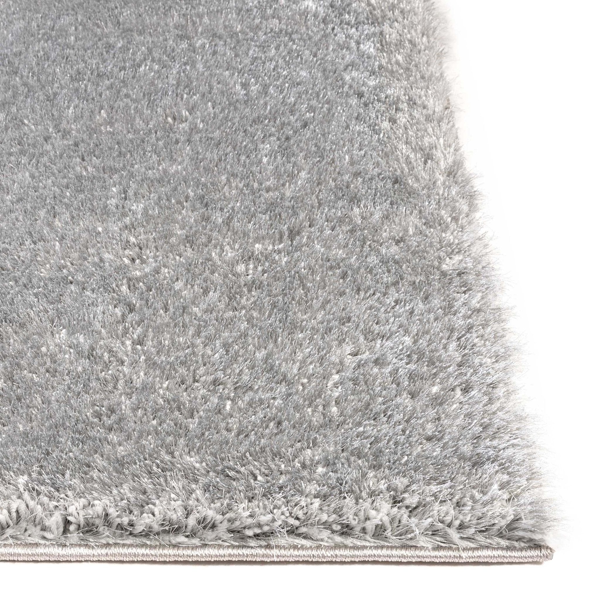 Feather Liza Made-to-Measure Soft-Luster Shag Rug — Silver Mist — Feather Collection Liza  Silver Shag Rug –  Sparkly, Plush, Minimalist Glam - Well Woven - Thick pile