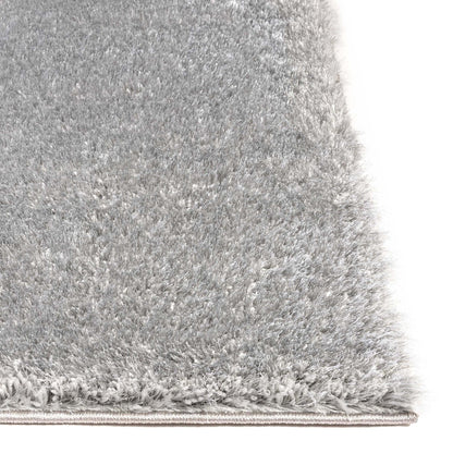 Feather Liza Made-to-Measure Soft-Luster Shag Rug — Silver Mist — Feather Collection Liza  Silver Shag Rug –  Sparkly, Plush, Minimalist Glam - Well Woven - Thick pile