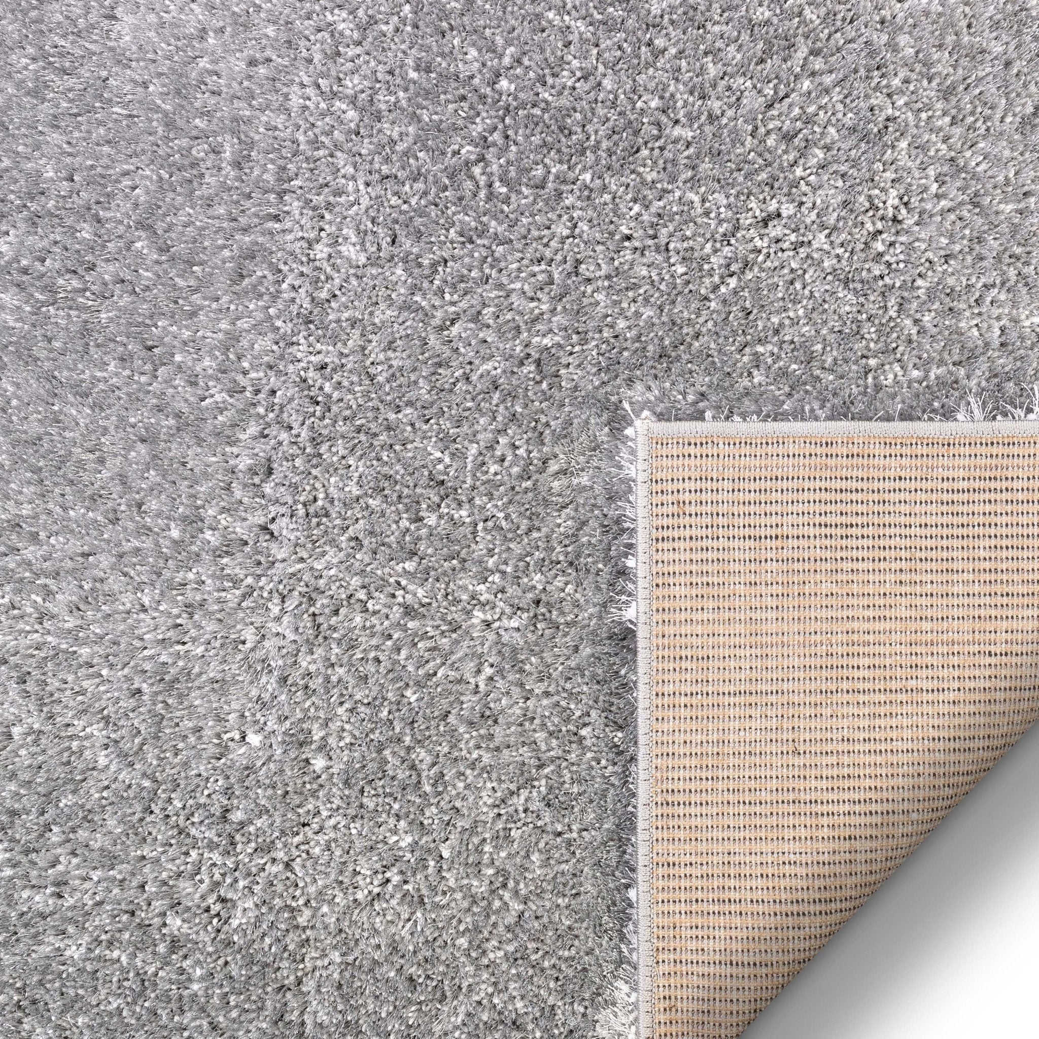 Feather Liza Made-to-Measure Soft-Luster Shag Rug — Silver Mist — Feather Collection Liza  Silver Shag Rug –  Sparkly, Plush, Minimalist Glam - Well Woven - Rug Backing
