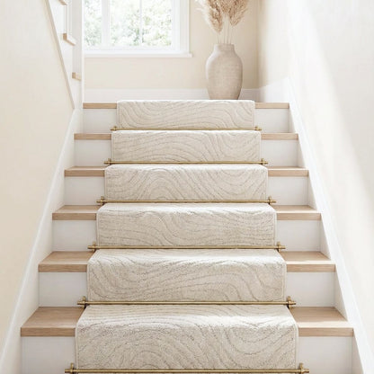Custom Size Runner Sibi Modern Solid & Striped Ivory Choose Your Width x Choose Your Length Hallway Runner Rug
