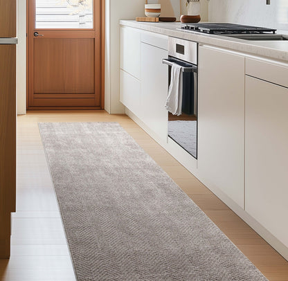 Custom Size Runner Pompeii Modern Taupe Choose Your Width x Choose Your Length Hallway & Stair Runner Rug Well Woven