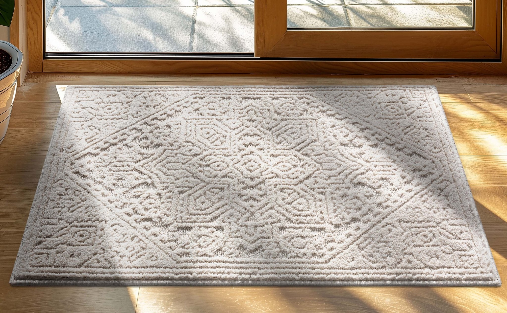 Cloud Medallion Heriz Soft Ivory Rug Well Woven