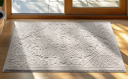 Cloud Medallion Heriz Soft Ivory Rug Well Woven