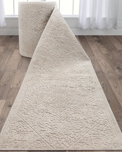 Custom Size Runner Cloud Medallion Farmhouse Medallion Ivory Choose Your Width x Choose Your Length Hallway Runner Rug Well Woven
