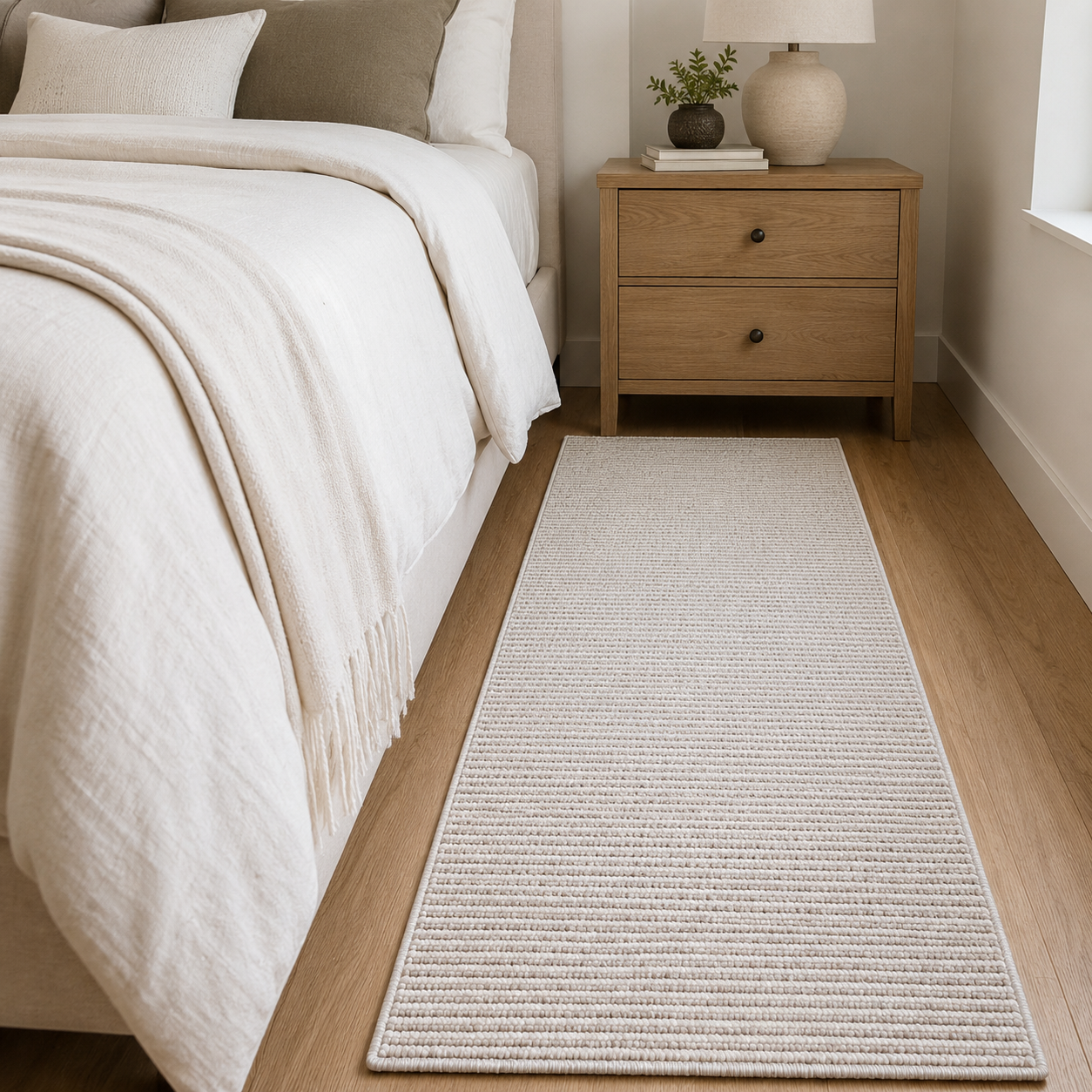 Custom Size Runner Berber Stripes Contemporary Striped Beige Choose Your Width x Choose Your Length Hallway Runner Rug