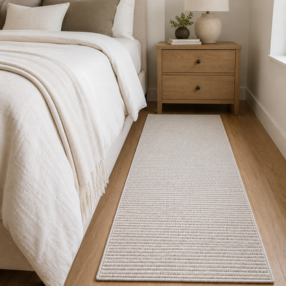 Custom Size Runner Berber Stripes Contemporary Striped Beige Choose Your Width x Choose Your Length Hallway Runner Rug