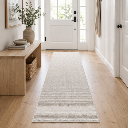Custom Size Runner Berber Stripes Contemporary Striped Beige Choose Your Width x Choose Your Length Hallway Runner Rug
