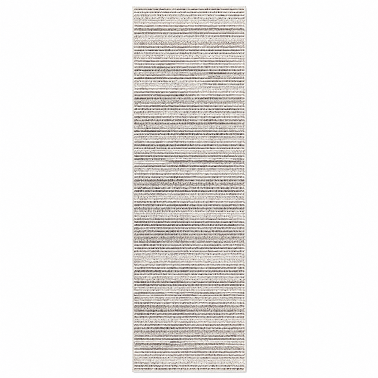 A long, narrow runner rug with a dense, textured pattern of small black and gray dots on a warm off-white or cream background, shown flat against a solid white background.
