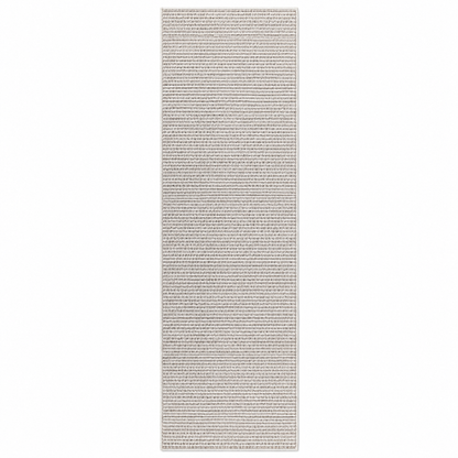 A long, narrow runner rug with a dense, textured pattern of small black and gray dots on a warm off-white or cream background, shown flat against a solid white background.