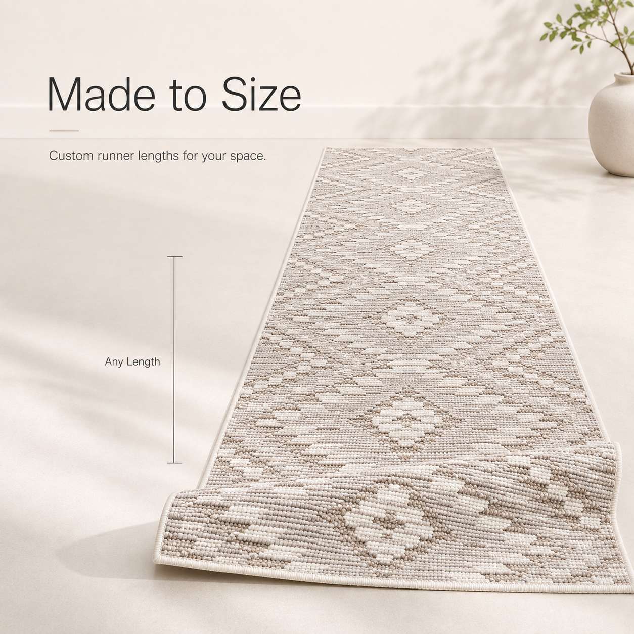 Custom Size Runner Kilim Geo Moroccan Diamond Pattern Beige Choose Your Width x Choose Your Length Hallway Runner Rug