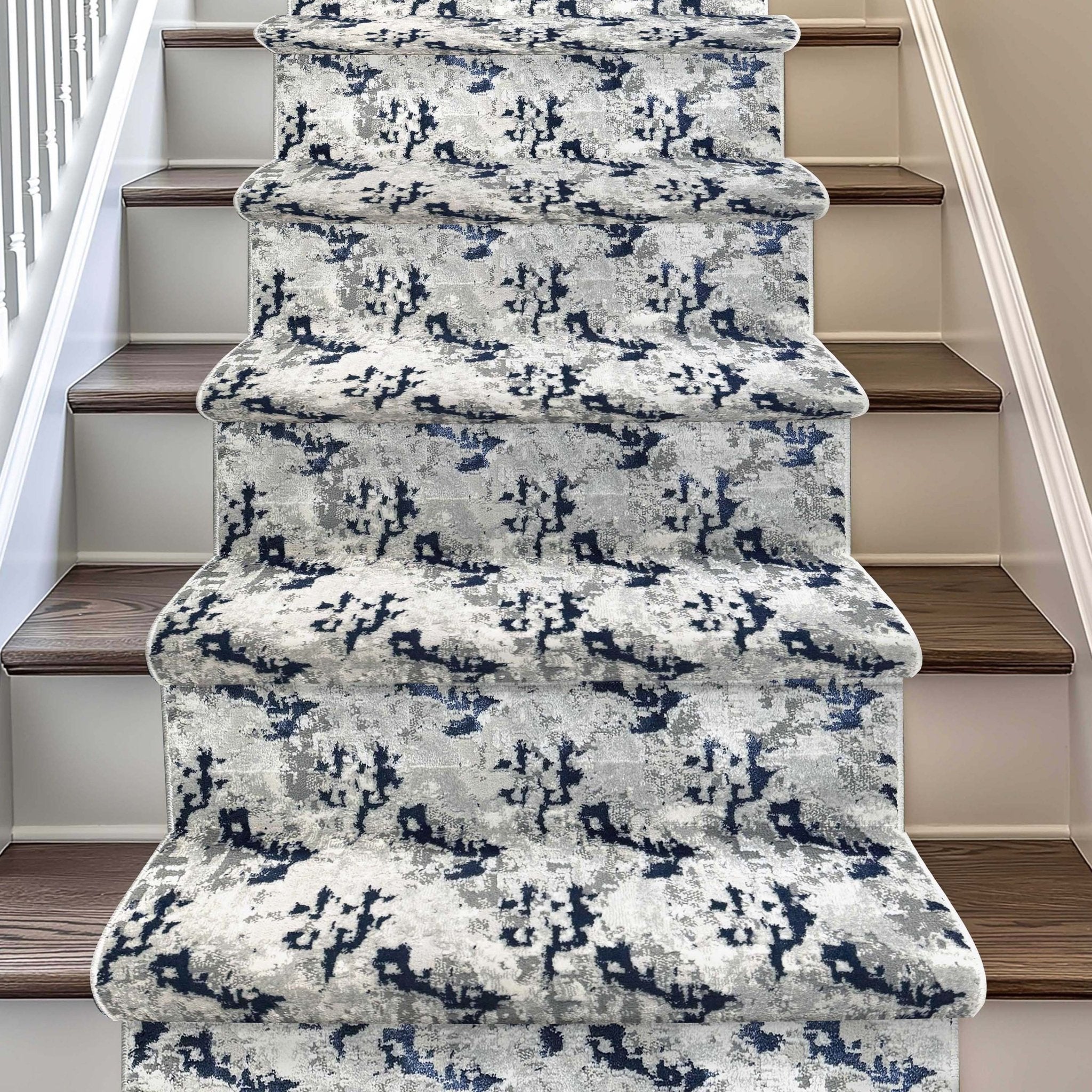 Abstract Soft Textured Design Golden Aegean Made-to-Measure Custom Rug - Well Woven - On a staircase