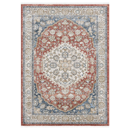 IND-130 Well Woven Indira Mythos Crimson Overhead on White