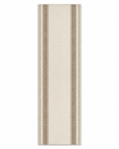 Overhead view of the Lafayette Key cream and beige custom runner