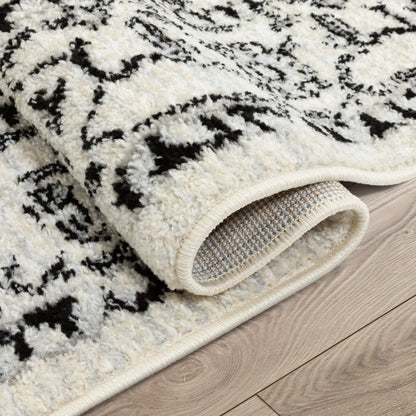 Palace Persian Oriental Botanical Ivory Grey High-Low Rug Well Woven