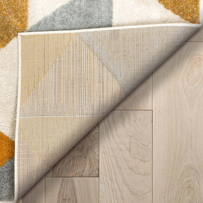 Alvin Gold Modern Geometric Rug Well Woven