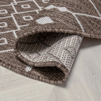 Nord Moroccan Tribal Indoor Outdoor Taupe Flatweave Rug Well Woven