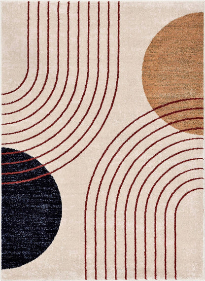 Laslow Modern Geometric Ivory Rug For Living Room, Bedroom, and Dining Room Well Woven