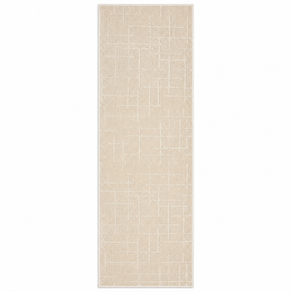 Serenity Soft Linen Ivory rubber-backed runner rug overhead view