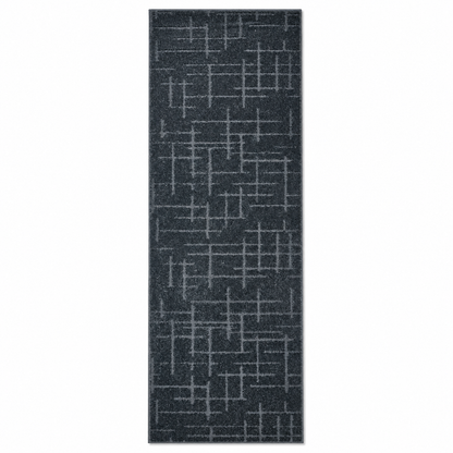 Serenity Soft Linen Midnight rubber-backed runner rug overhead view