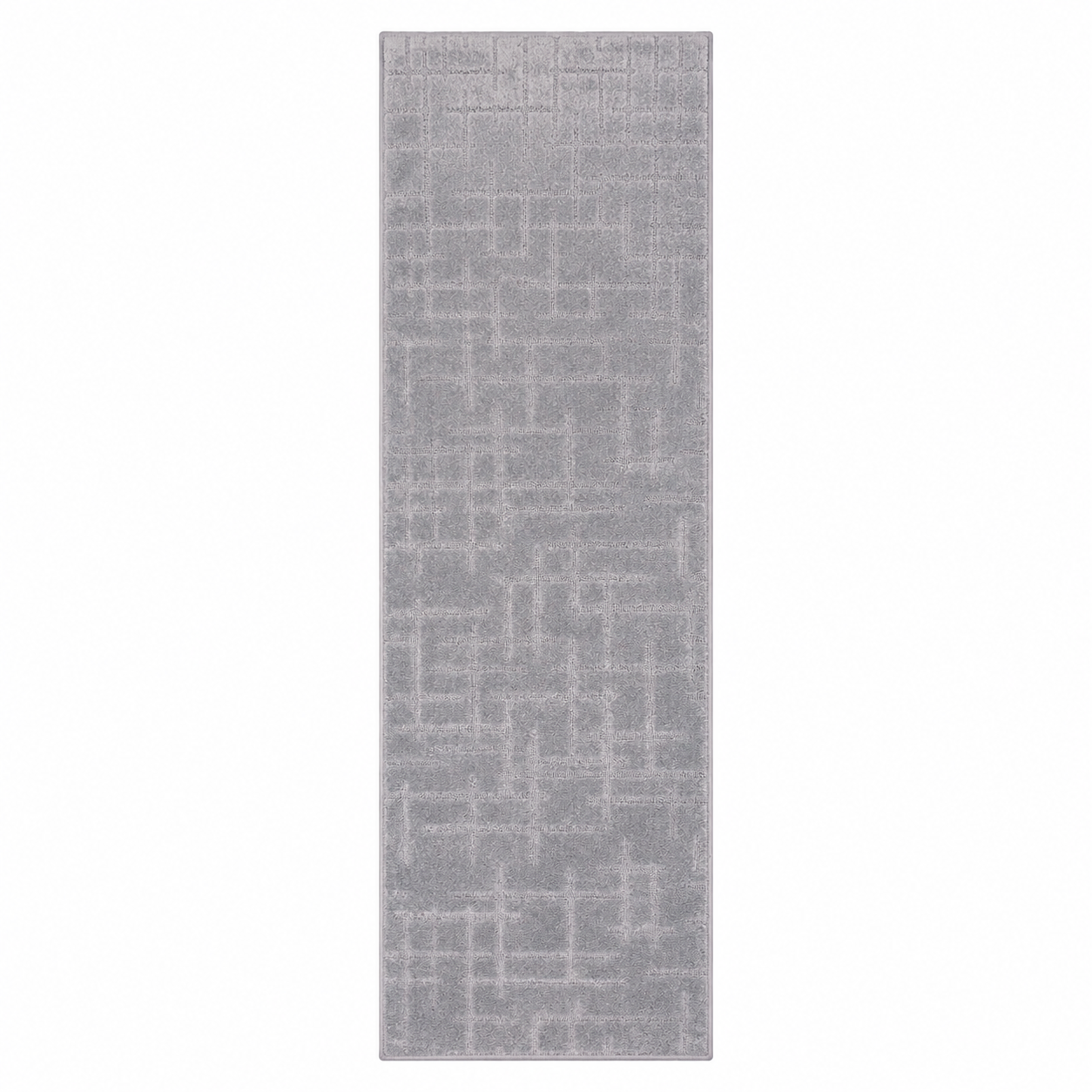 Serenity Soft Linen Silver rubber-backed runner rug overhead view