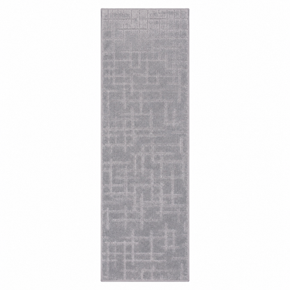 Serenity Soft Linen Silver rubber-backed runner rug overhead view