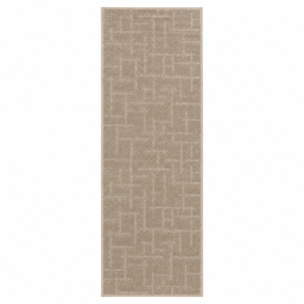 Serenity Soft Linen Truffle rubber-backed runner rug overhead view
