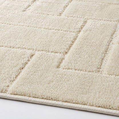 Serenity Soft Parquet Ivory runner rug close-up edge detail