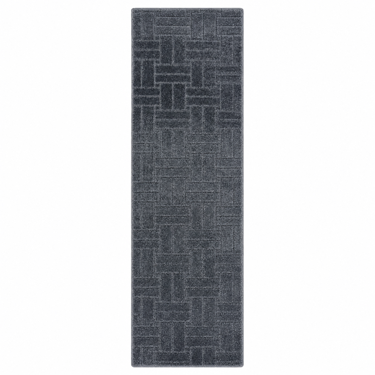Serenity Soft Parquet Midnight rubber-backed runner rug overhead view