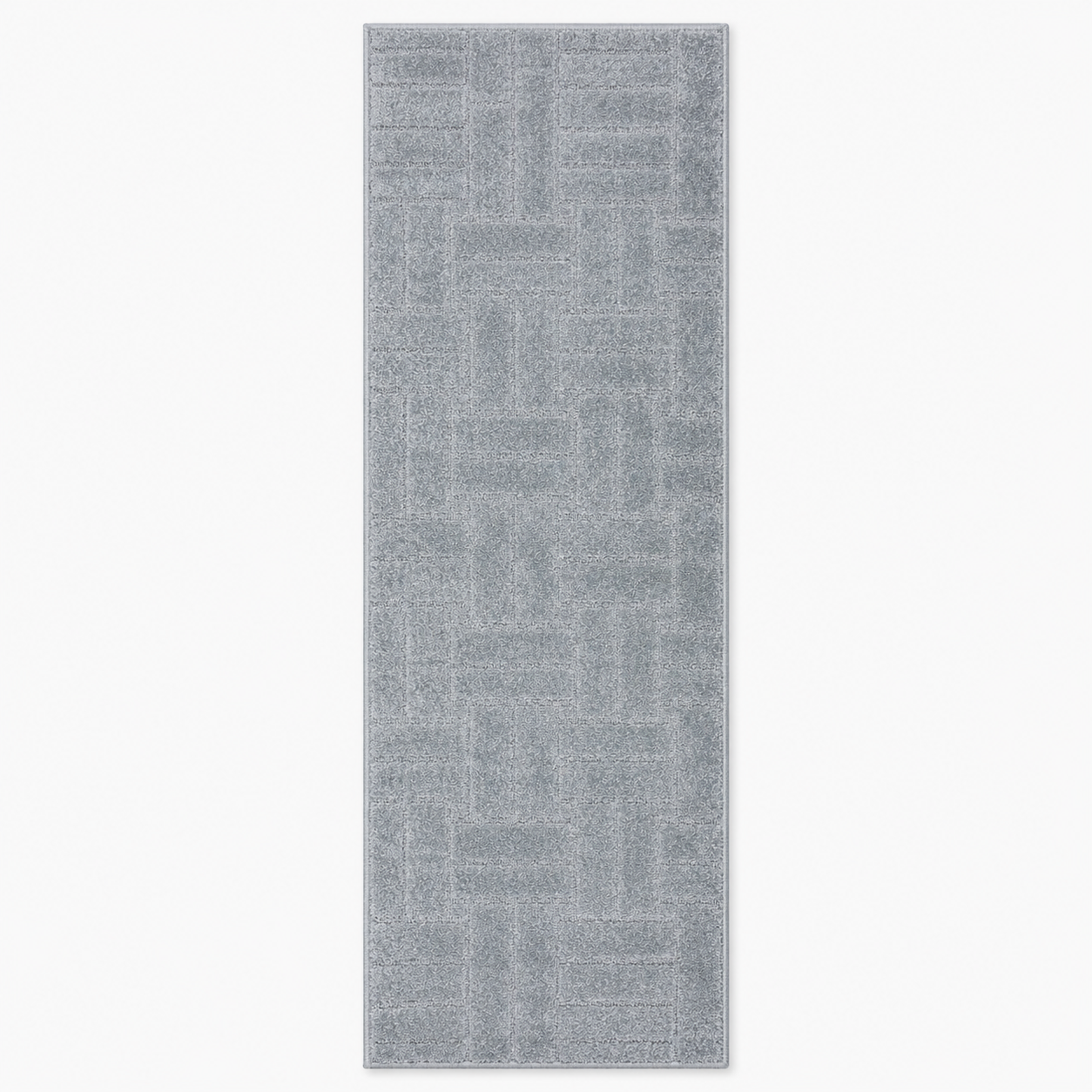 Serenity Soft Parquet Silver rubber-backed runner rug overhead view