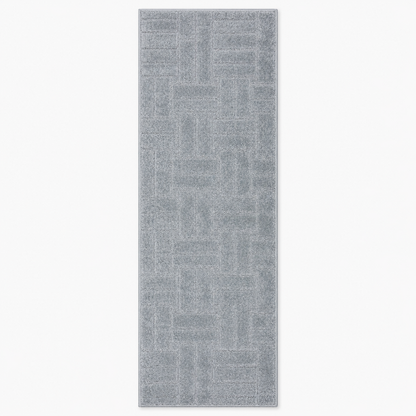 Serenity Soft Parquet Silver rubber-backed runner rug overhead view