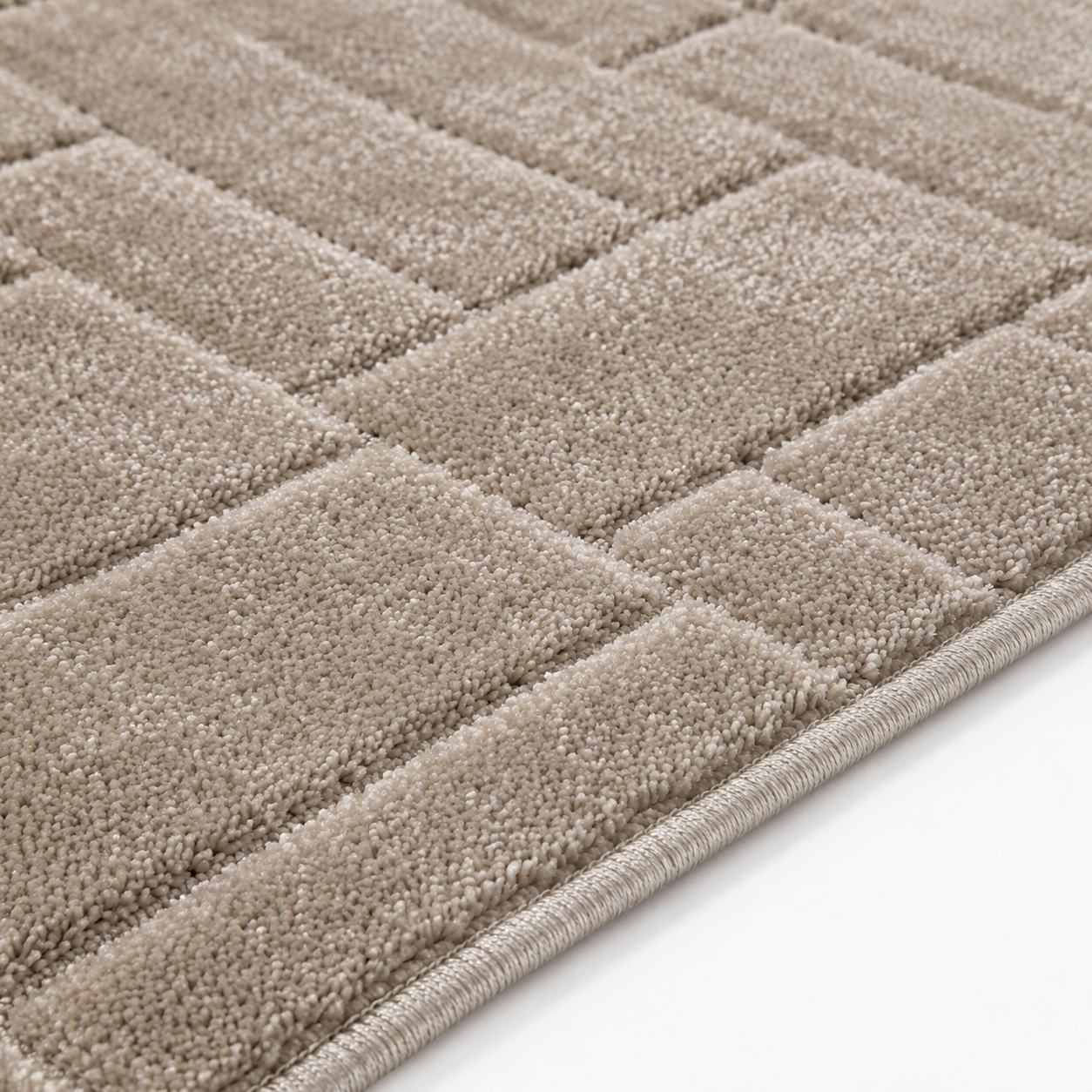 Serenity Soft Parquet Truffle runner rug close-up edge detail