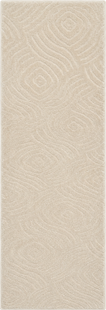 Serenity Soft Ripple Ivory rubber-backed runner rug overhead view
