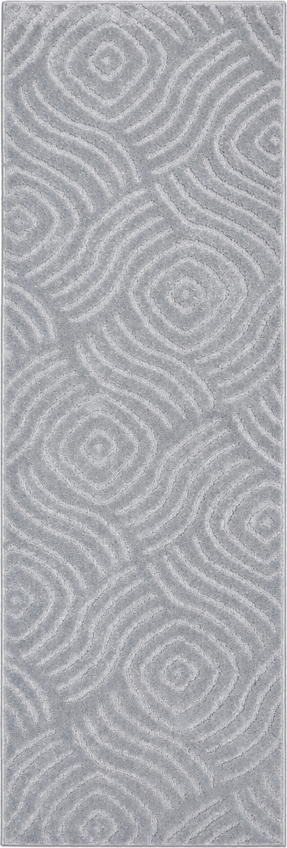 Serenity Soft Ripple Silver rubber-backed runner rug overhead view