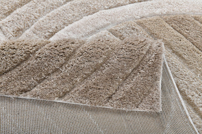 Backing detail of the Ucci beige shag rug showing thick plush pile and woven backing.
