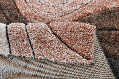 Luz Modern Geometric Grey Orange 3D Textured Thick & Soft Shag Rug