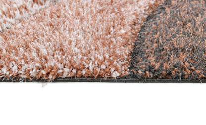 Luz Modern Geometric Grey Orange 3D Textured Thick & Soft Shag Rug