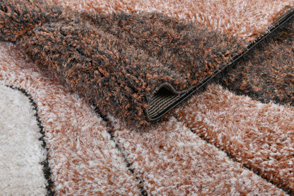 Luz Modern Geometric Grey Orange 3D Textured Thick & Soft Shag Rug