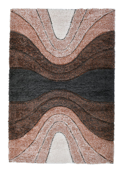 Luz Modern Geometric Grey Orange 3D Textured Thick & Soft Shag Rug