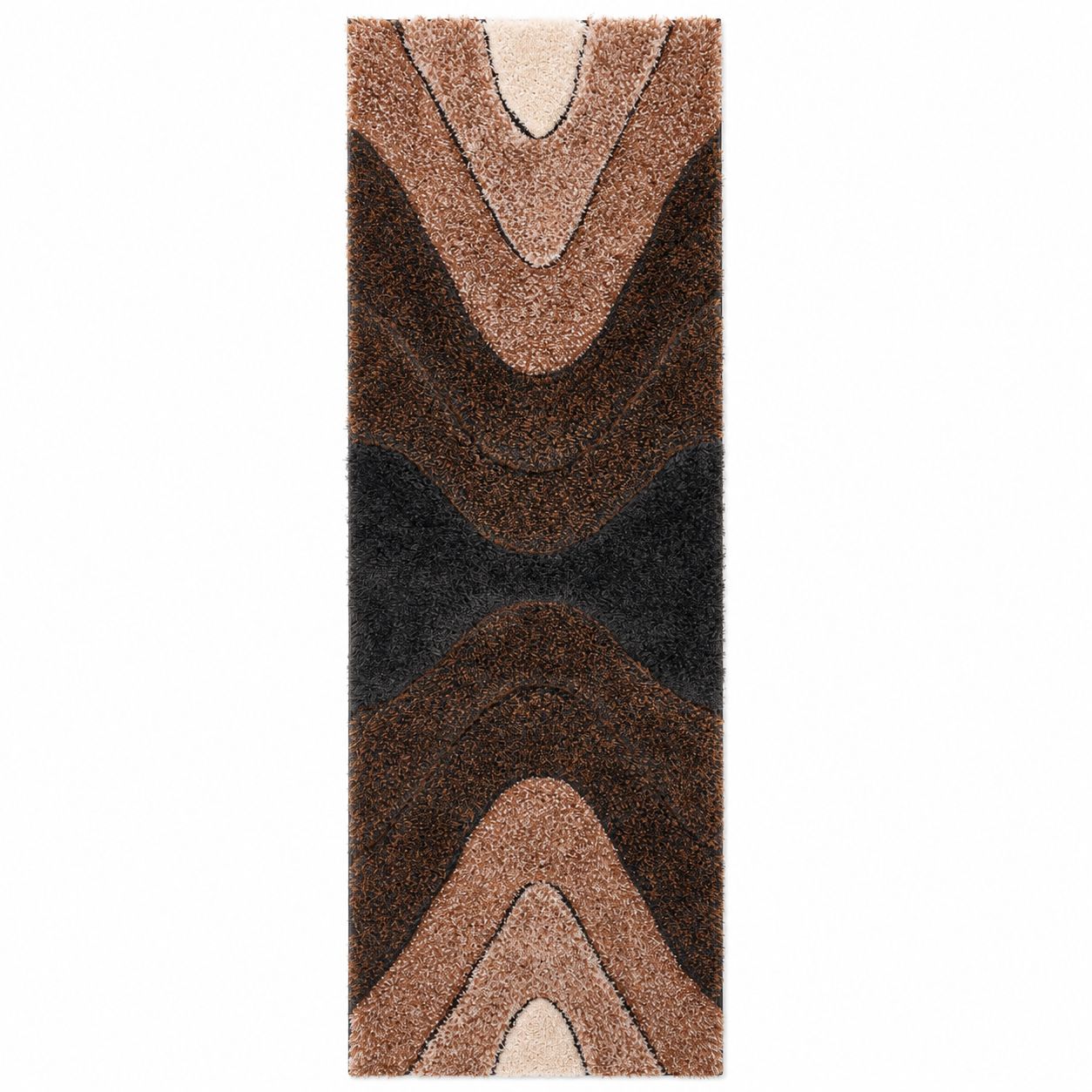 Luz Modern Geometric Grey Orange 3D Textured Thick & Soft Shag Rug
