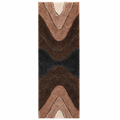 Luz Modern Geometric Grey Orange 3D Textured Thick & Soft Shag Rug
