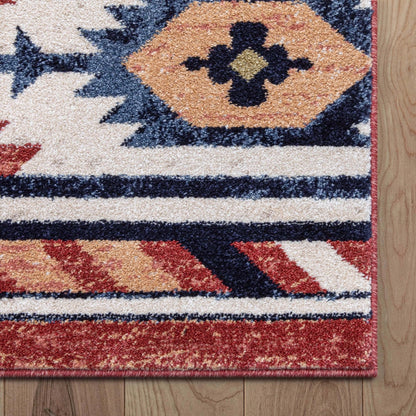 Lea Crimson Traditional Southwestern Tribal Rug Well Woven