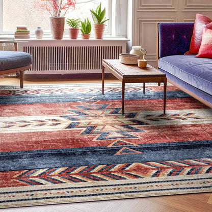 Dustin Southwestern Tribal Medallion Crimson Rug Well Woven
